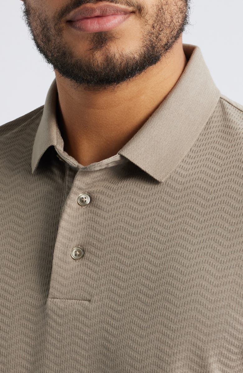 Emporio Armani Tonal Textured Wave Cotton Polo, Alternate, color, Beige