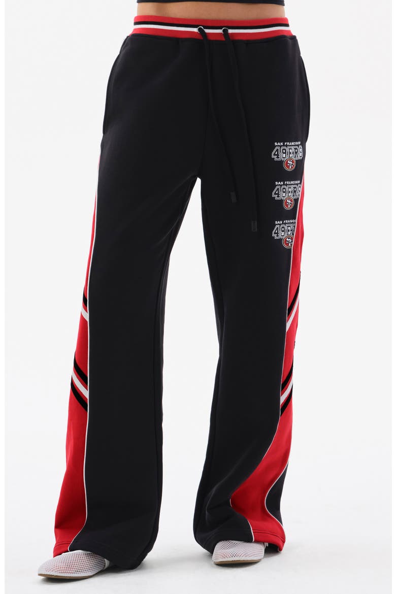Colorblocked Fleece Straight Leg Pants, Main, color, BLACK/ 49ERS