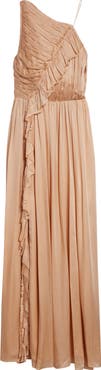 Ulla Johnson Aisha One Shoulder Pleated Asymmetrical Maxi Dress