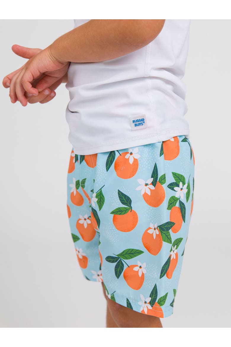 Boys Orange You The Sweetest UPF50+ Swim Trunks, Alternate, color, Blue Orange You The Sweetest