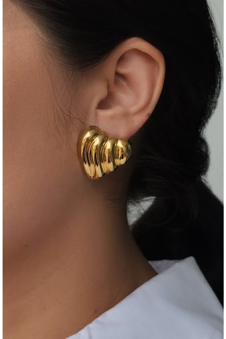 Statement Heart Stud Earrings, Alternate, color, SILVER/ GOLD