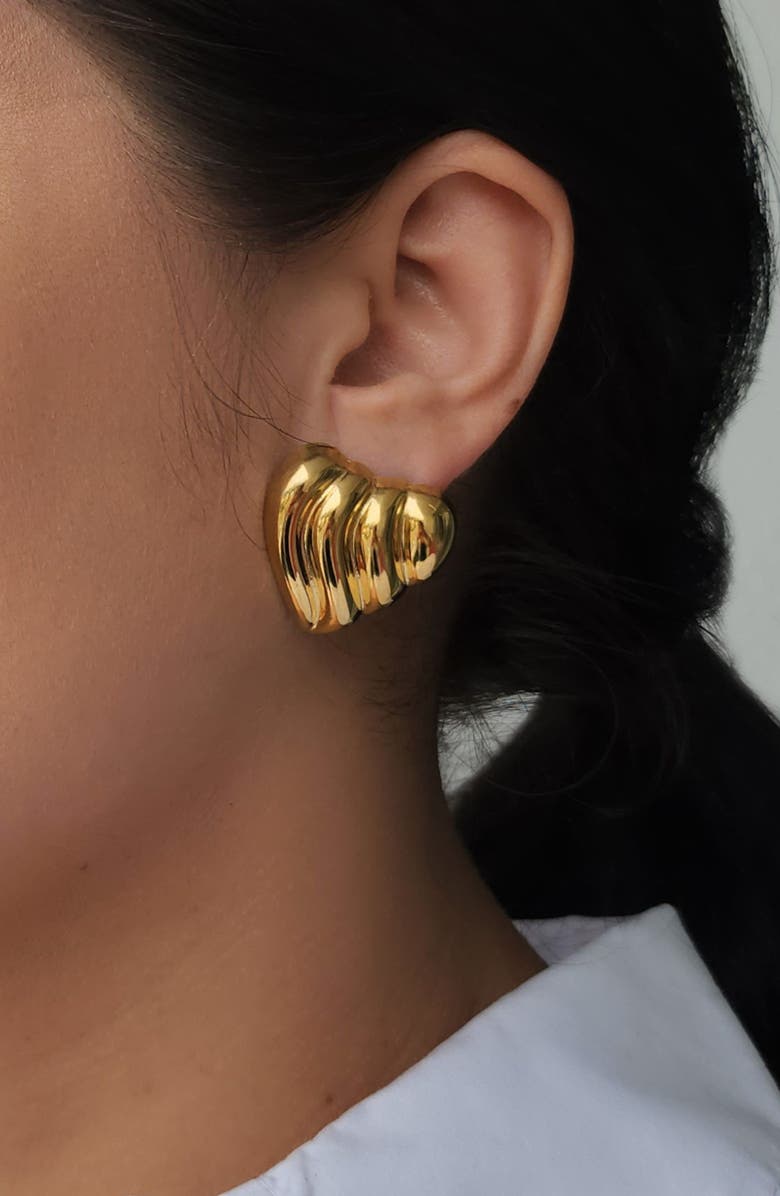 Adornia Statement Heart Stud Earrings, Alternate, color, Silver/ Gold