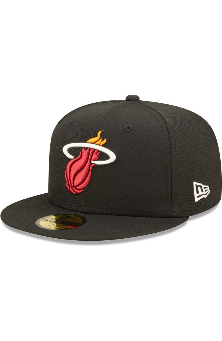New Era Men's New Era Black Miami Heat 3x NBA Finals Champions Pop Sweat 59FIFTY Fitted Hat, Alternate, color, 