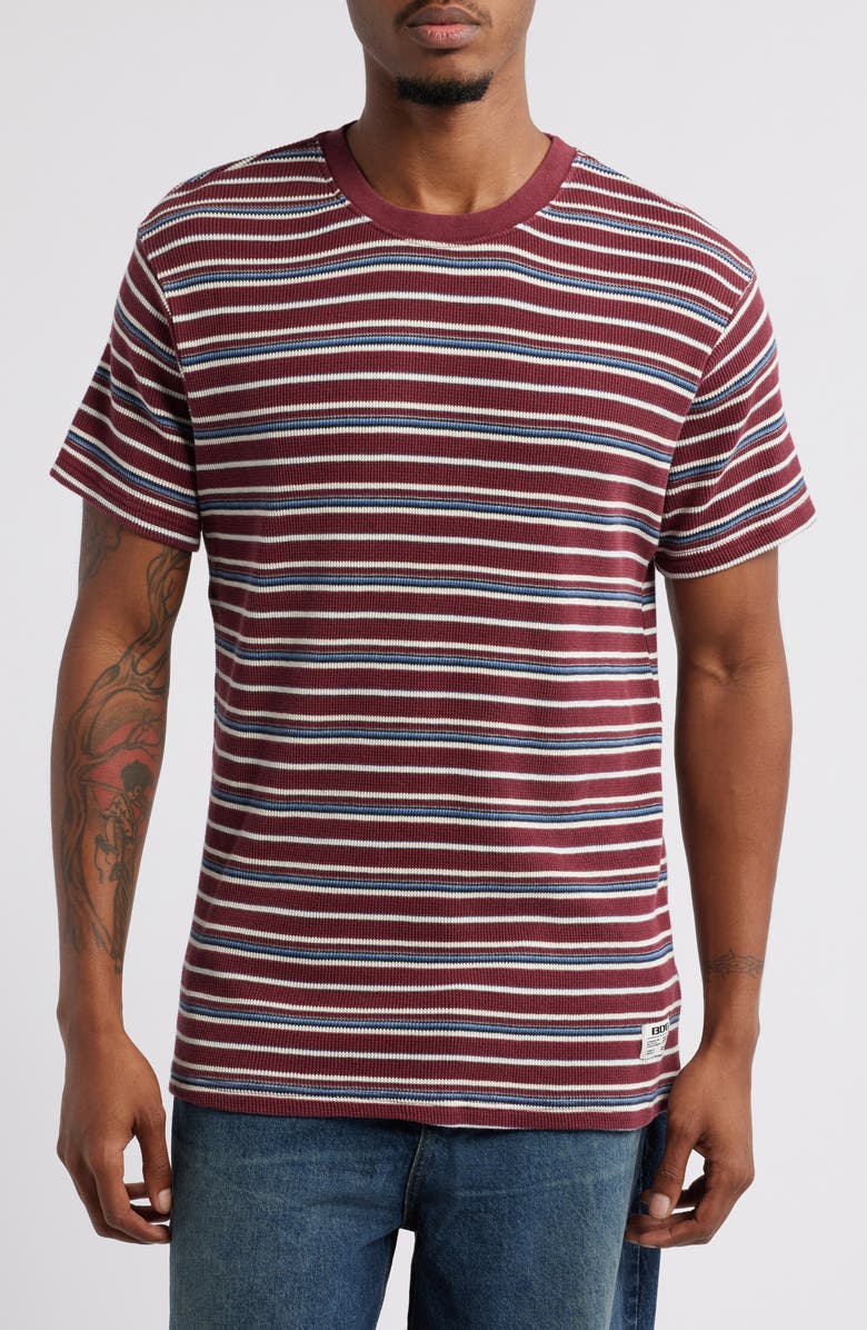 BDG Urban Outfitters Stripe Waffle T-Shirt, Main, color, Burgundy