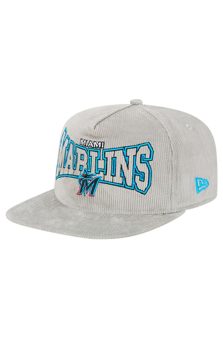 New Era Men's New Era Gray Miami Marlins Corduroy Golfer Snapback Hat, Main, color, Gray