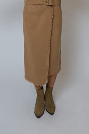 Central Park West Elyse Fringe Assymetrical Midi Skirt