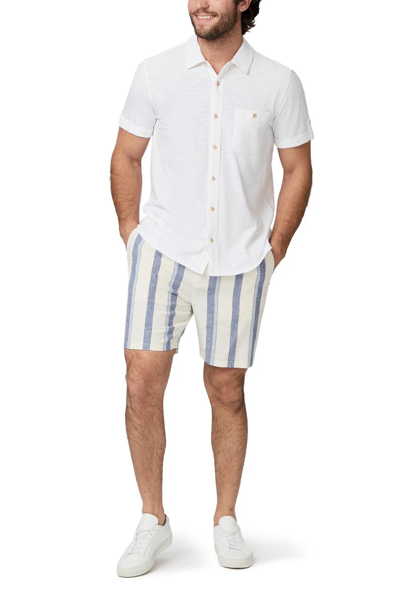 Brayden Short Sleeve Cotton Jersey Button-Up Shirt, Alternate, color, FRESH WHITE