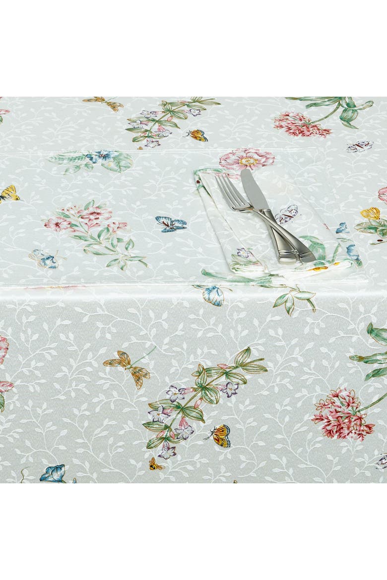 Butterfly Meadow Damask Tablecloth, Alternate, color, Multicolor