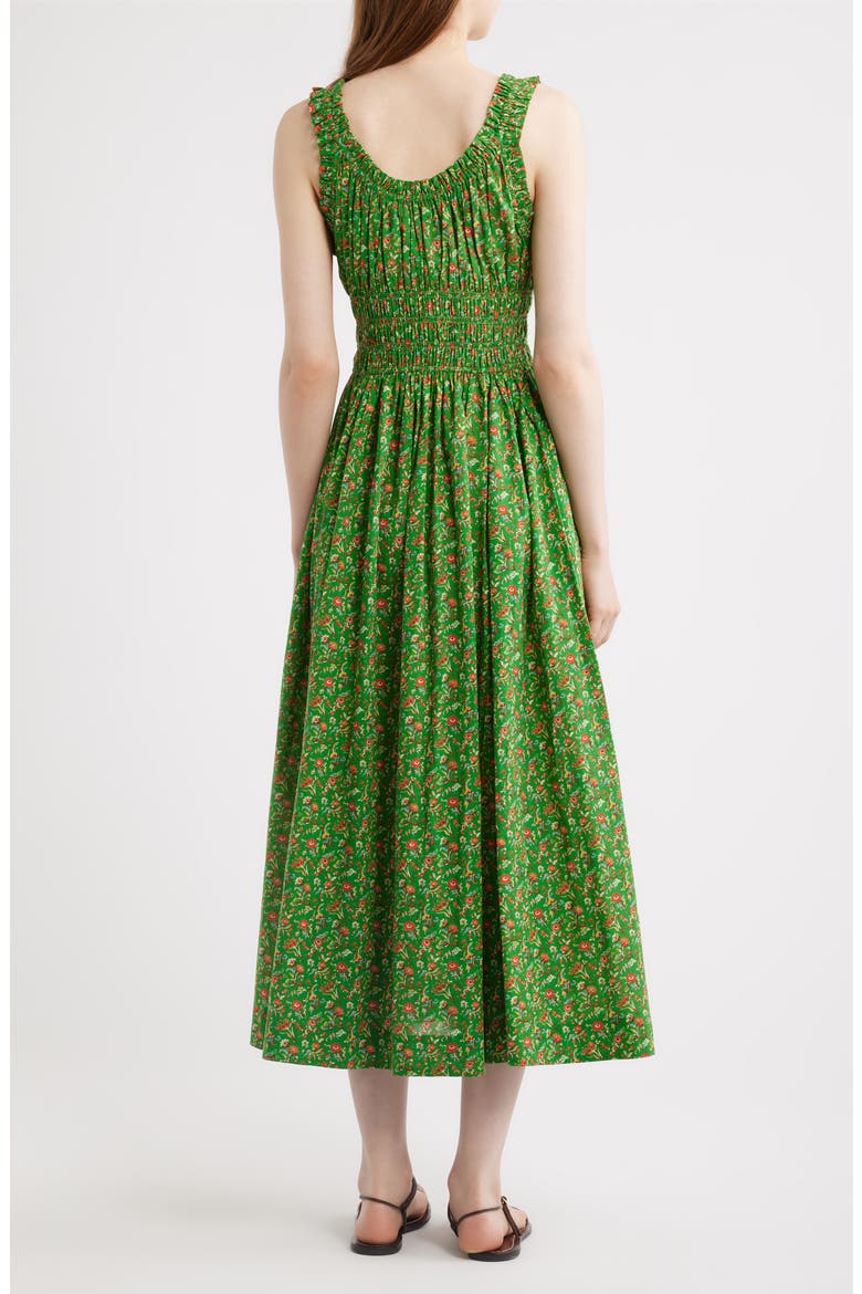 Emmaretta Floral Pleated Cotton Voile Maxi Dress, Alternate, color, EMERALD JARDIN DU CHATEAU