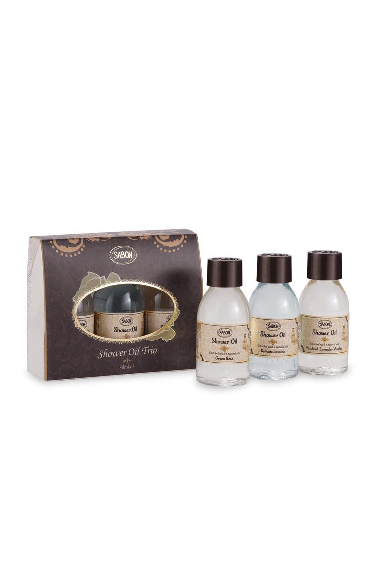 Shower Oil Trio Gift Set  Delicate Jasmine, Patchouli Lavender Vanilla, Green Rose, Alternate, color, Jasmine, P-L-V, Green Rose