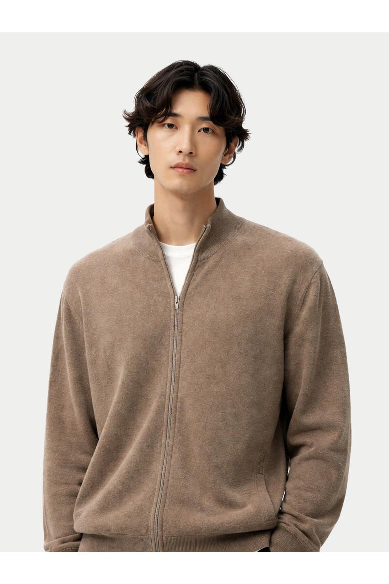 Timeless Full-Zip Cashmere Cardigan, Alternate, color, taupe