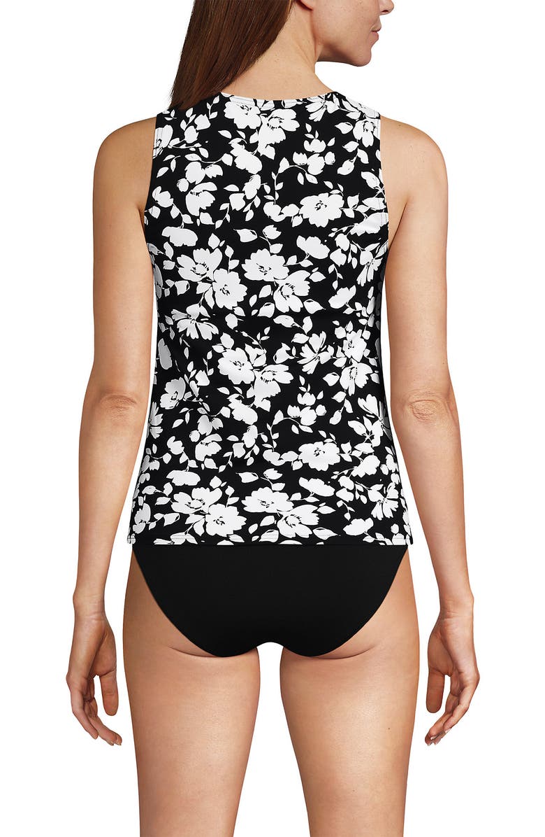 Lands' End DDD-Cup High Neck UPF 50 Sun Protection Modest Tankini Swimsuit Top, Alternate, color, Black Blossom Floral