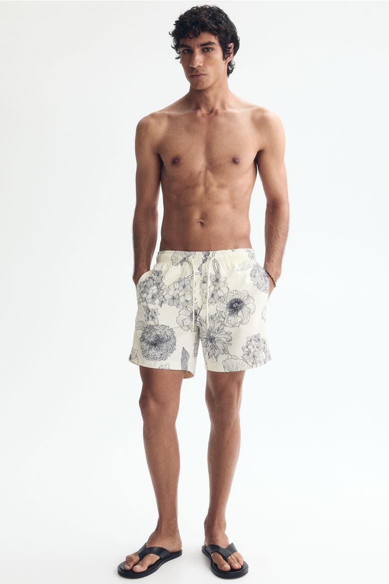 Patterned Swim Shorts, Alternate, color, White/patterned