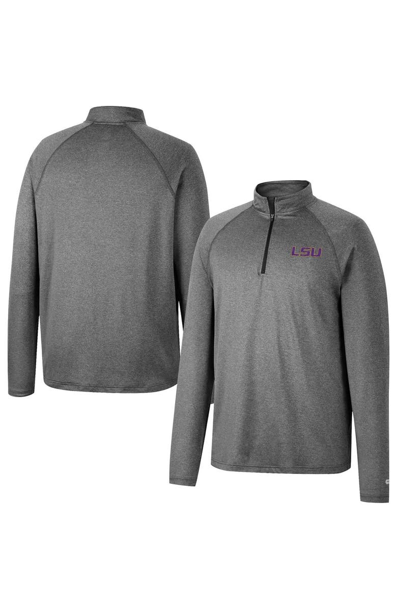 COLOSSEUM Men's Colosseum Heathered Gray LSU Tigers Earth First Raglan Quarter-Zip Windshirt, Main, color, 