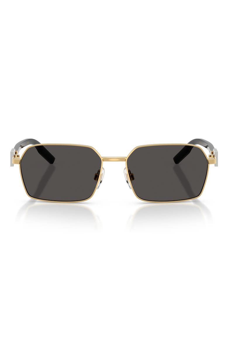 56mm Rectangular Sunglasses, Main, color, GOLD / DARK GREY