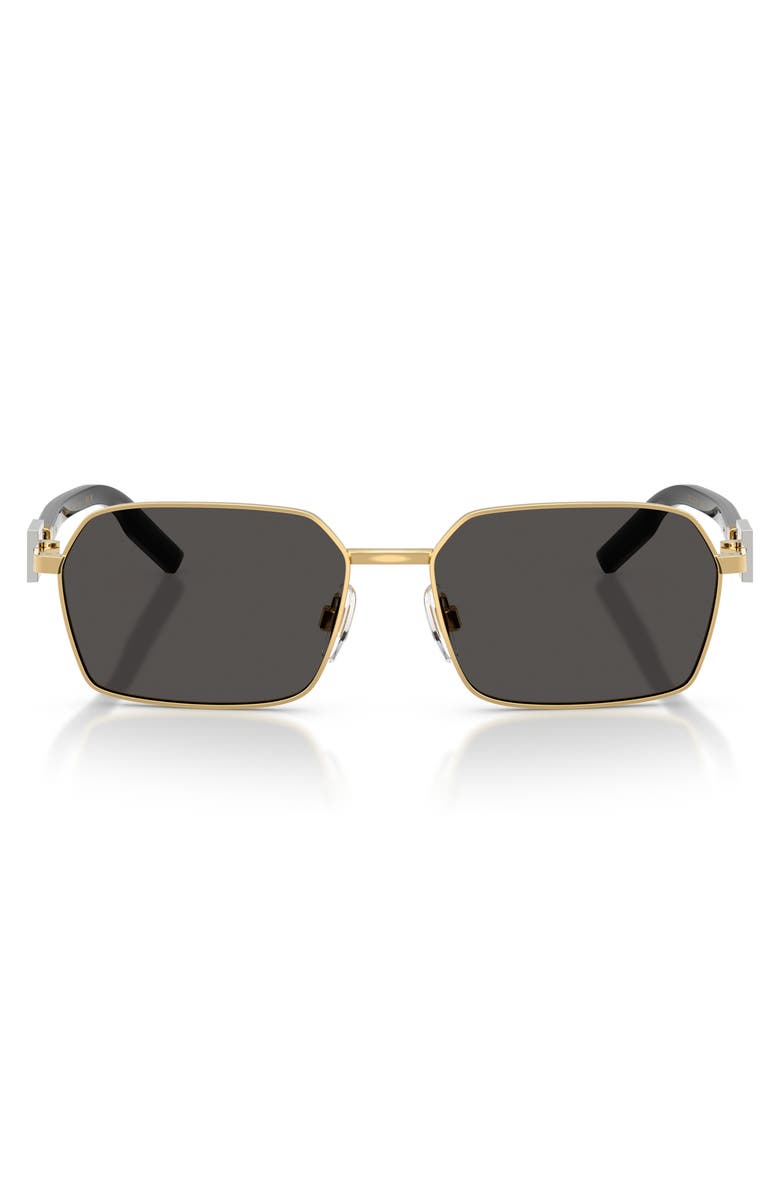 Dolce&Gabbana 56mm Rectangular Sunglasses, Main, color, Gold / Dark Grey
