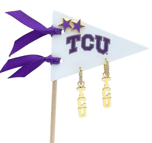 Color Shout University Of Iowa Pennant Pair Earring Set In Gold