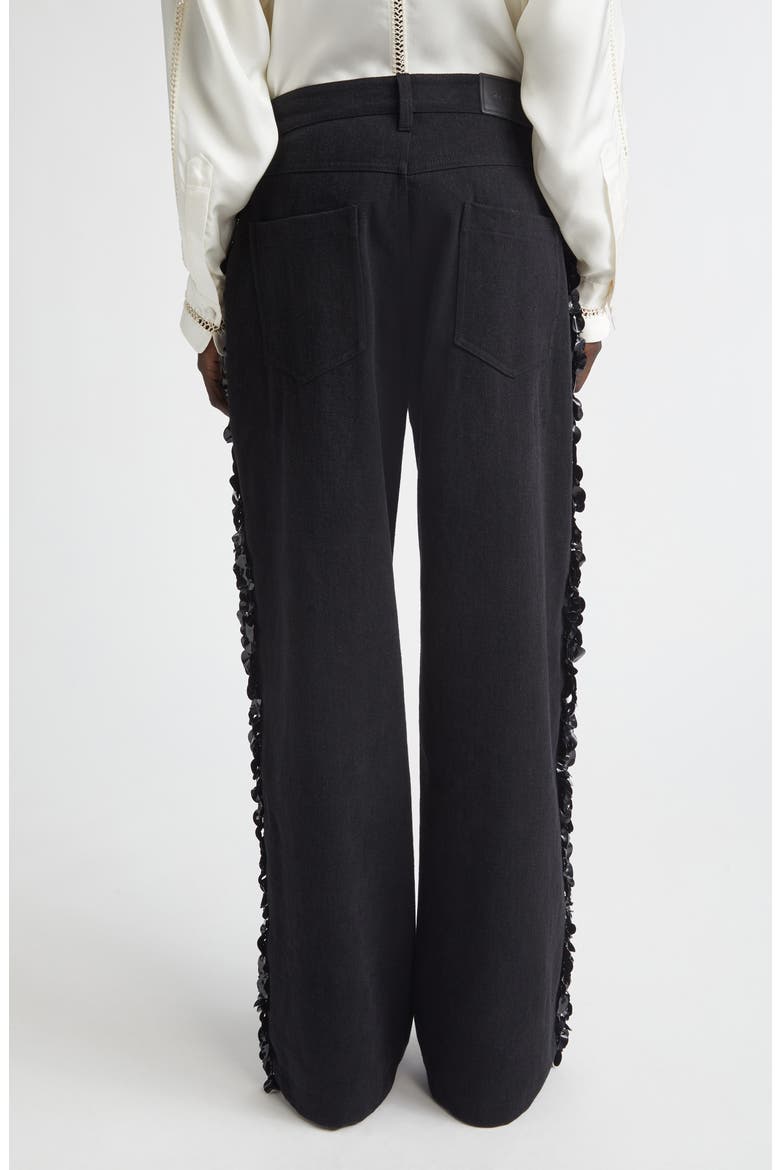 Burro Paillette Side Stripe Wide Leg Jeans, Alternate, color, BLACK