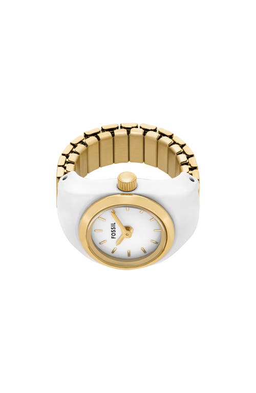 Fossil Women's Two-hand Gold-tone Stainless Steel Ring Watch, 15mm In White