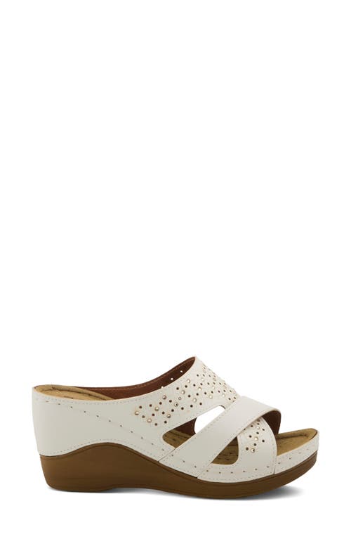 Flexus By Spring Step Perforated Wedge Sandal In White