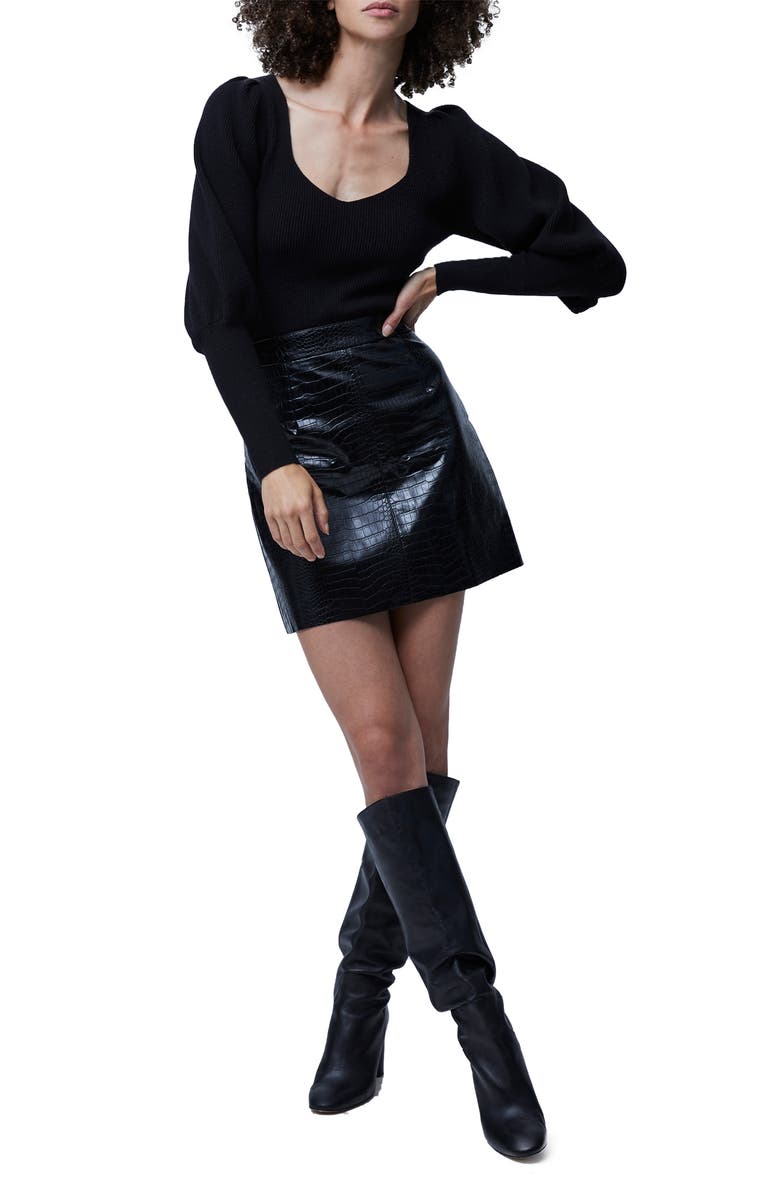 French Connection Croc Mini Skirt, Alternate, color, 