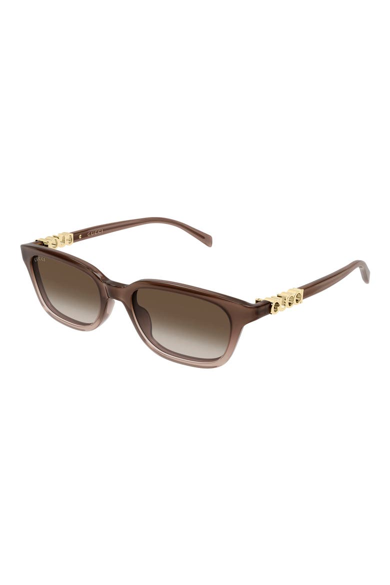 53mm Gradient Polarized Rectangular Sunglasses, Alternate, color, BROWN