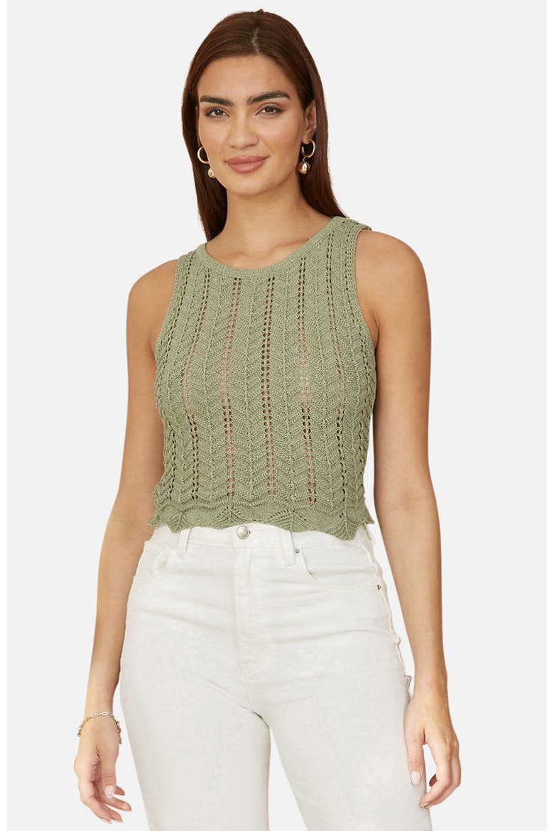 Crochet Knitted Tank Top, Main, color, Sage Green