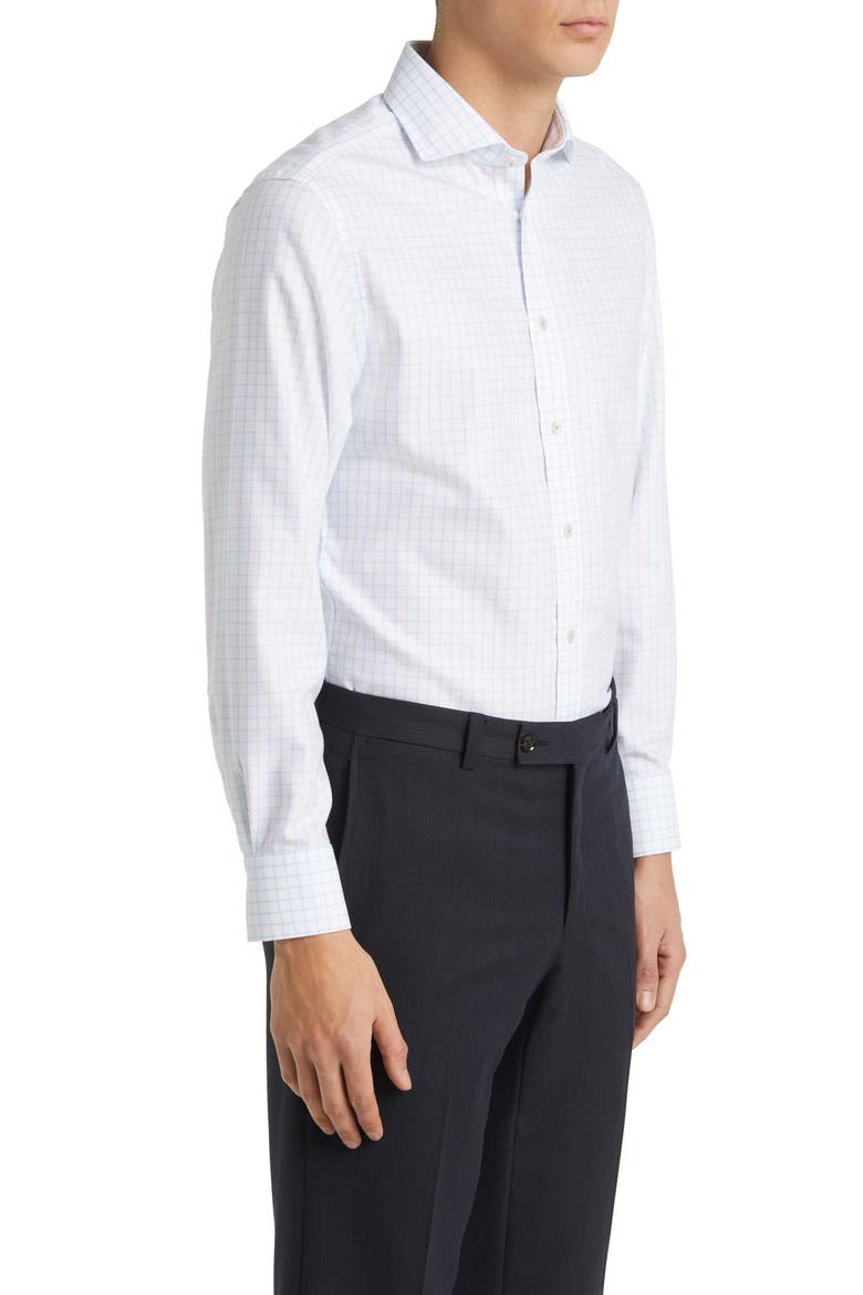 Slim Fit Non-Iron Grid Dress Shirt, Alternate, color, CORNFLOWER BLUE