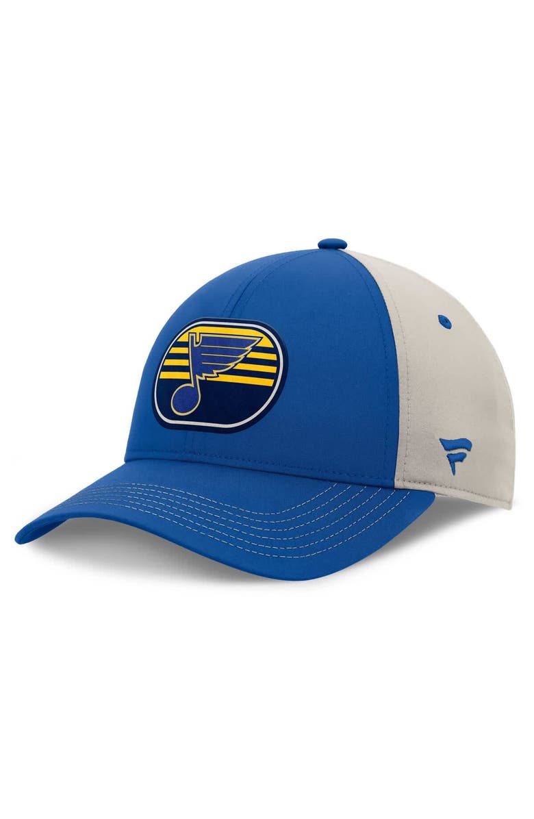 FANATICS Men's  Fanatics  Blue/Gray St. Louis Blues 2025 Stanley Cup Playoffs Locker Room Trucker Adjustable Hat, Main, color, 