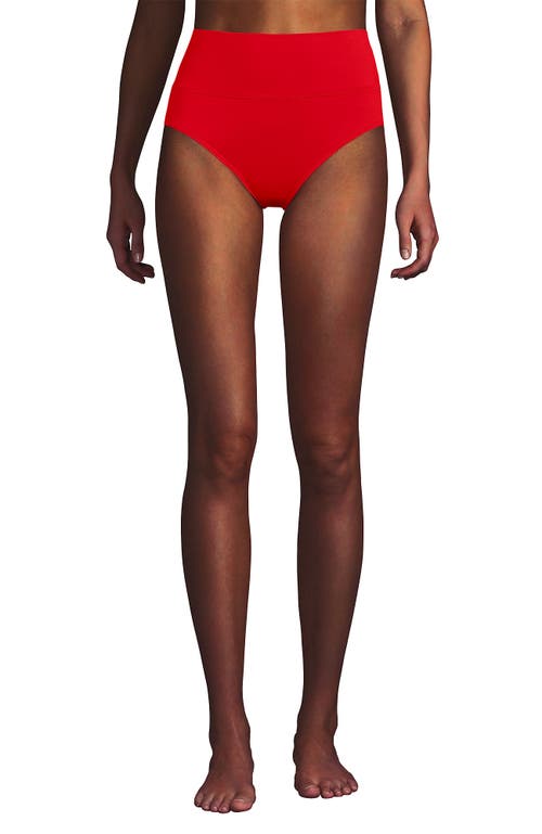 Lands' End Chlorine Resistant Pinchless High Waisted Bikini Bottoms In Red