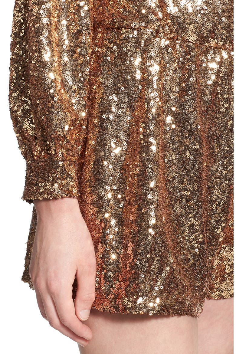 Sequin Romper, Alternate, color, GOLD