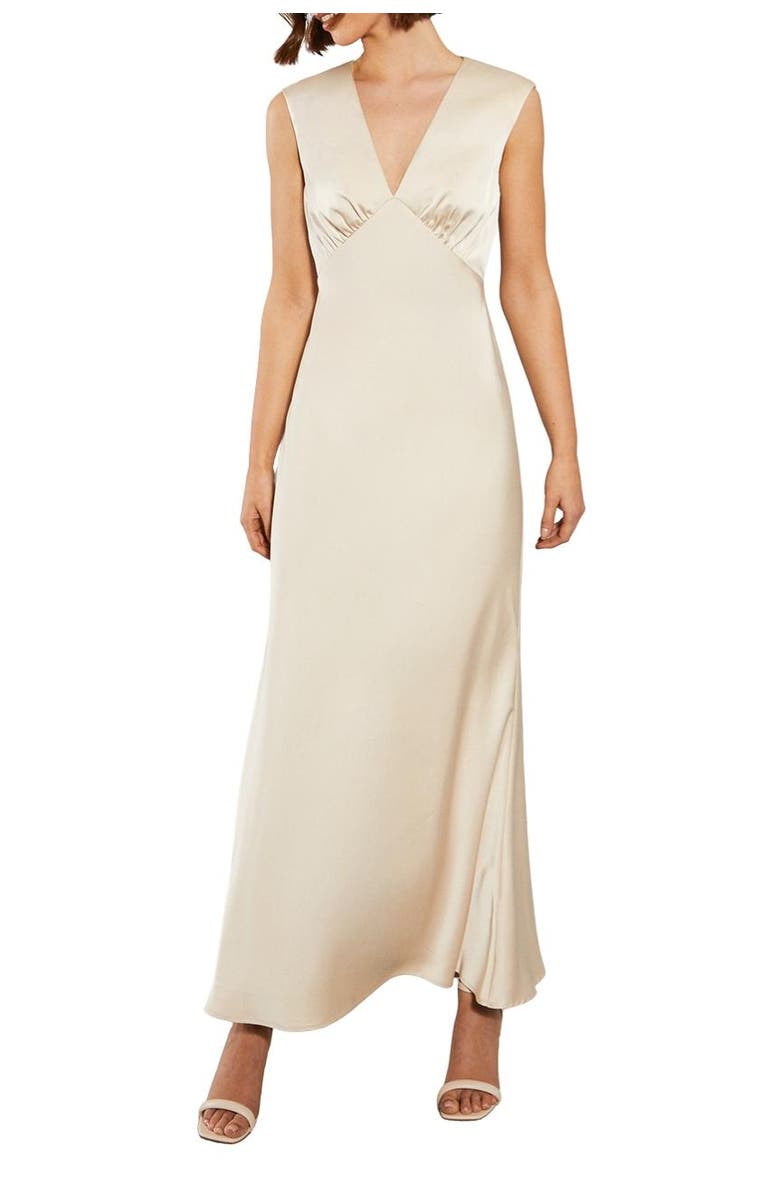 Oasis Satin Maxi Bridesmaid Dress, Alternate, color, Champagne