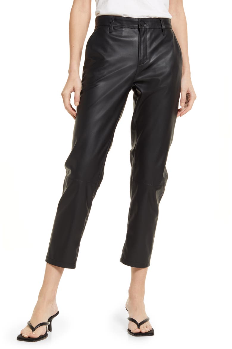 Caden Crop Faux Leather Pants, Main, color, SUPER BLACK