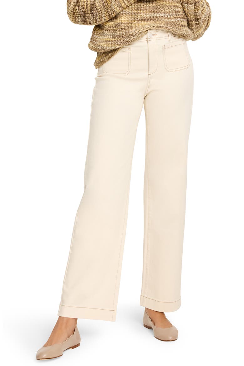 Patch Pocket High Waist Wide Leg Jeans, Main, color, CANVAS