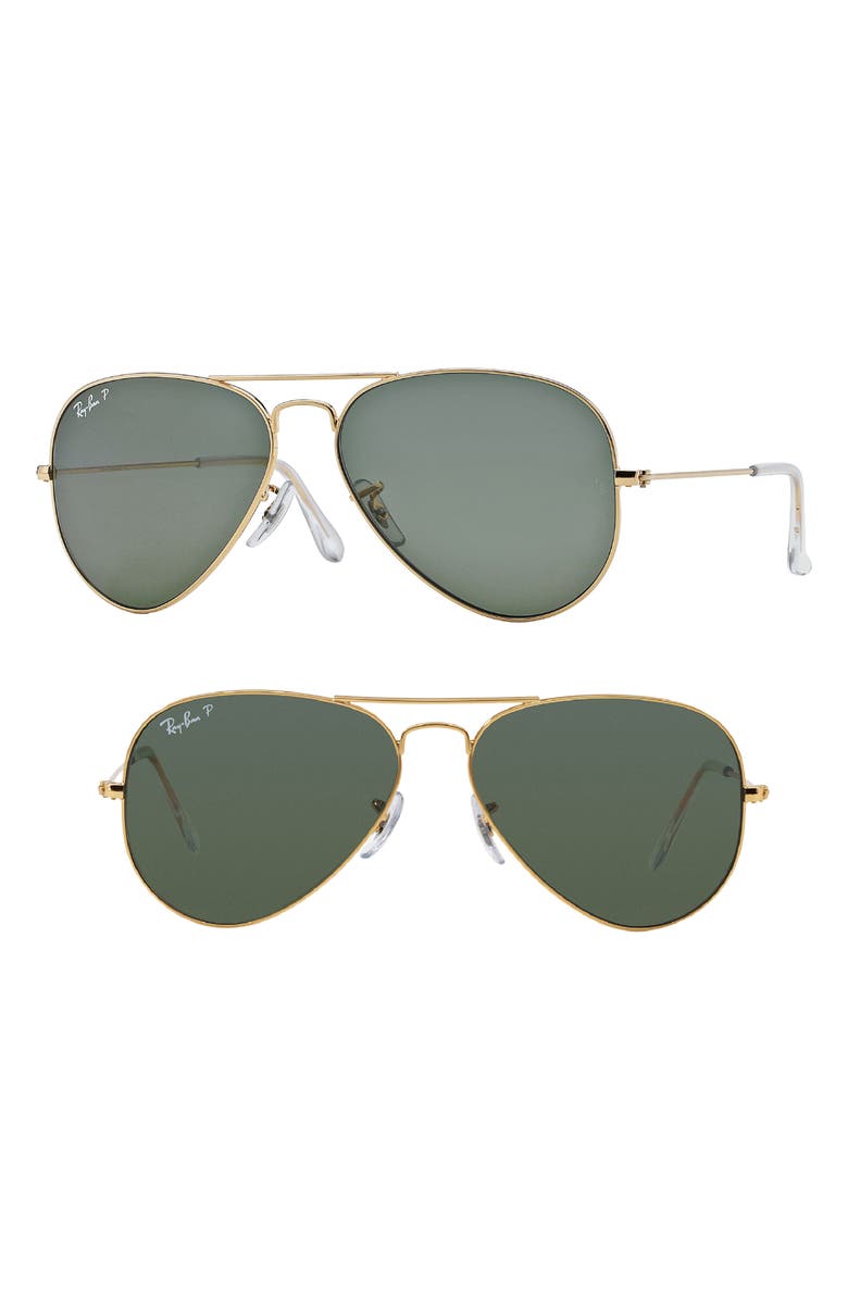 Ray-Ban Original 62mm Oversize Polarized Aviator Sunglasses, Main, color, Gold