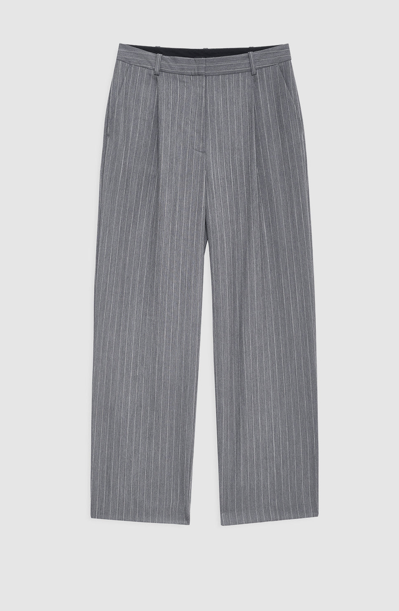 ANINE BING Trent Cropped Trouser, Alternate, color, Light Grey Pinstripe