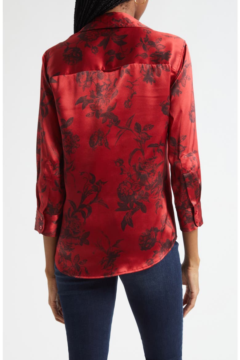 Dani Floral Print Silk Button-Up Shirt, Alternate, color, PAINTERFLY FLOWER