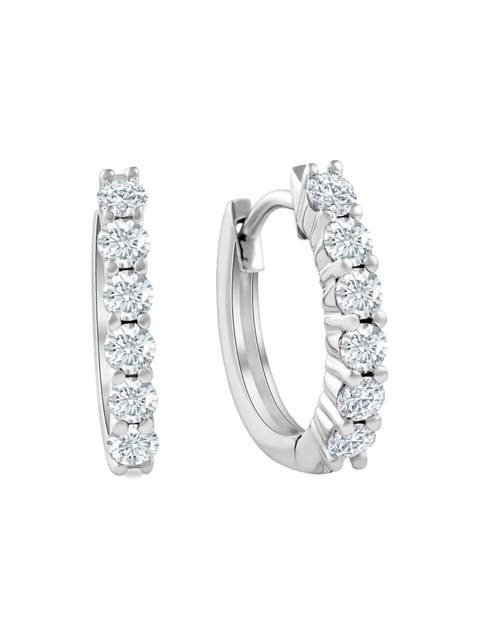 3/4 cttw Lab Grown Diamond Hoops in or Gold 1/2" Tall