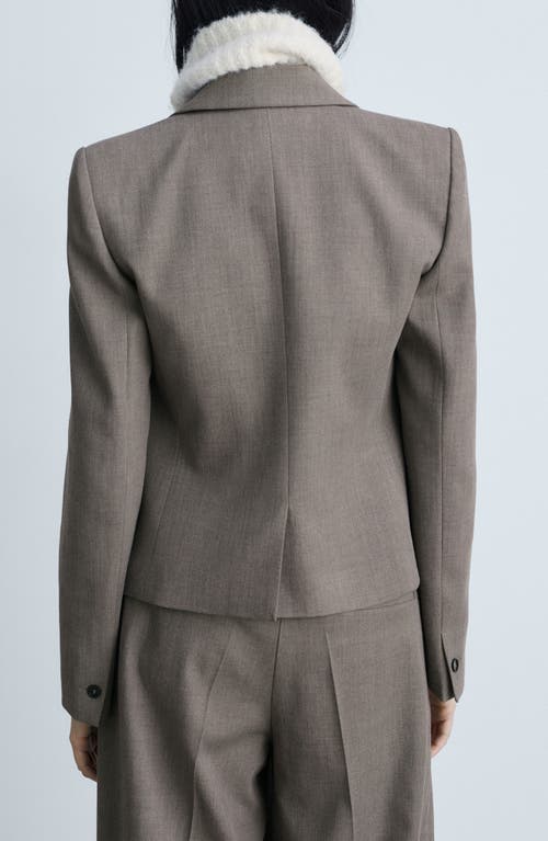 Mango Helena Crop Blazer In Gray