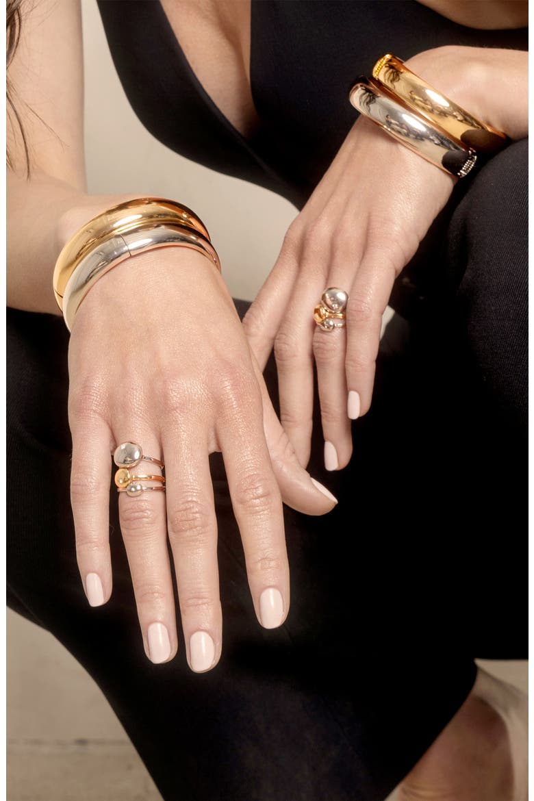 Set of 3 Polished Pebble Stackable Rings, Alternate, color, MIXED METAL