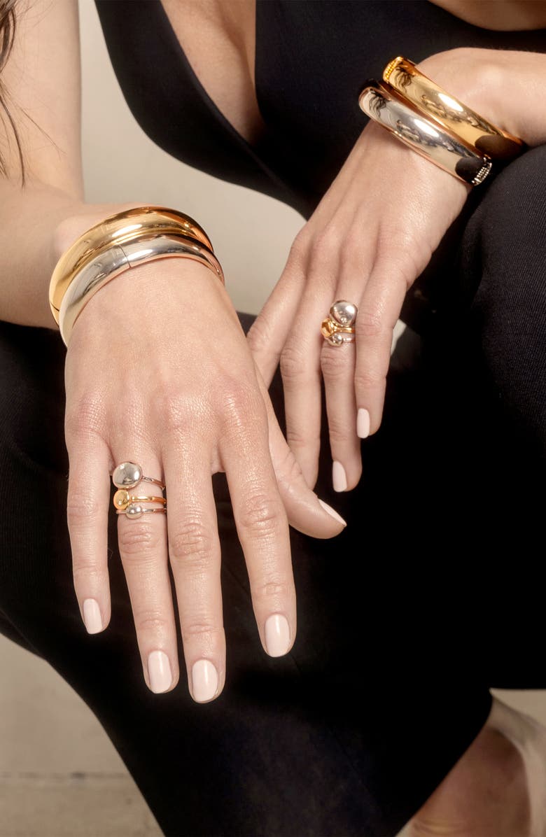 Ettika Set of 3 Polished Pebble Stackable Rings, Alternate, color, Mixed Metal