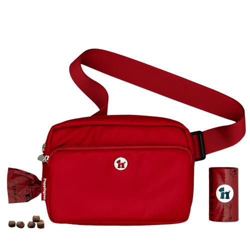 Puppington 3-in-1 Dog Walking Bag With Poop Bags In Ruby Red