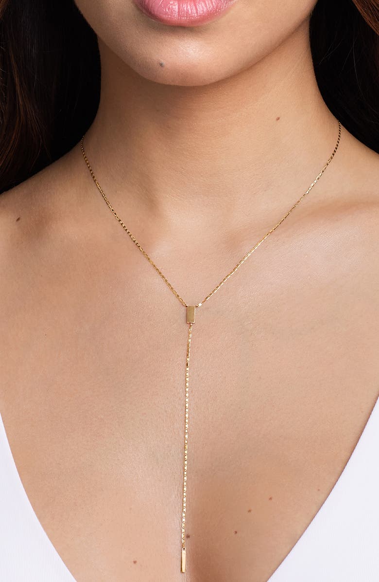 LANA Petite Malibu 14K Gold Tag Lariat Necklace, Alternate, color, Yellow Gold