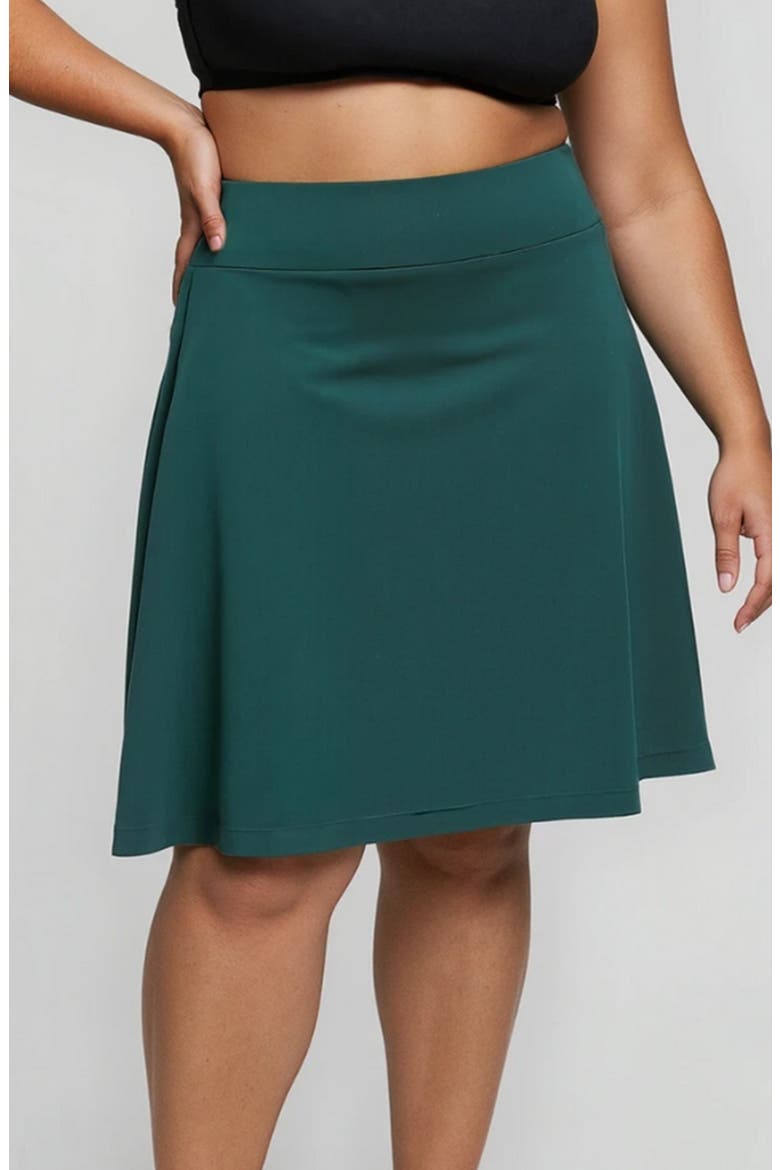 Plus Size Knee Length Swim Skort With Bike Shorts, Main, color, Dark Jade