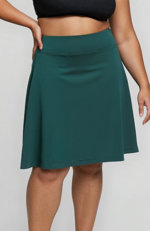 Plus Size Knee Length Swim Skort With Bike Shorts
