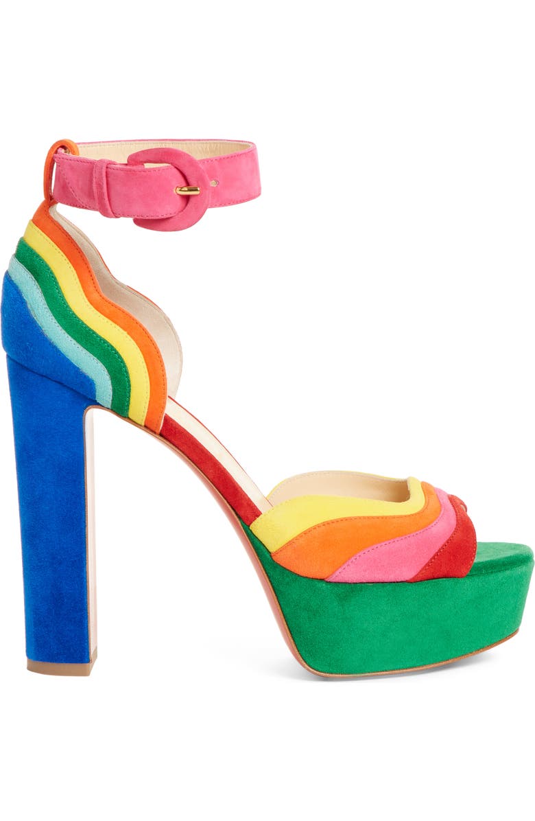 Christian Louboutin Degratissimo Rainbow Platform Sandal, Alternate, color,