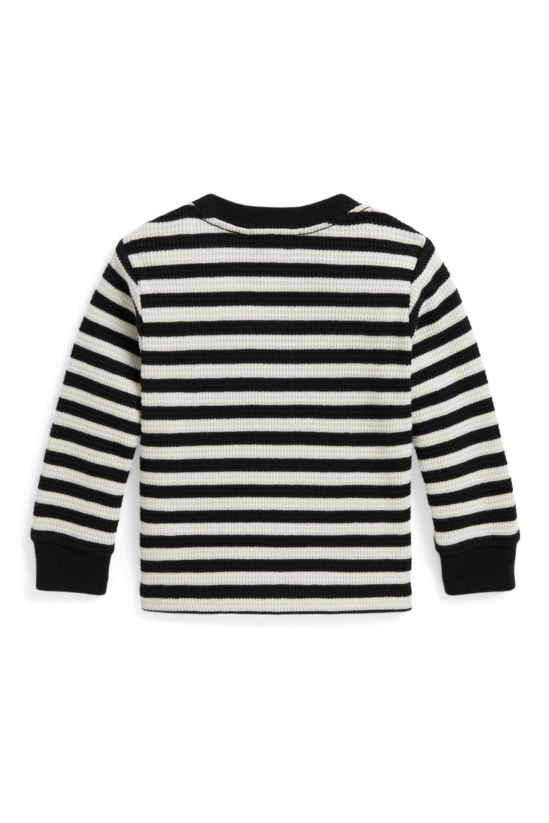 Waffle Knit Long Sleeve Shirt, Alternate, color, POLO BLACK/ CLUBHOUSE CREAM