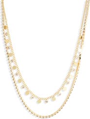 NORDSTROM RACK Set of 2 Cubic Zirconia Charm & Tennis Necklaces