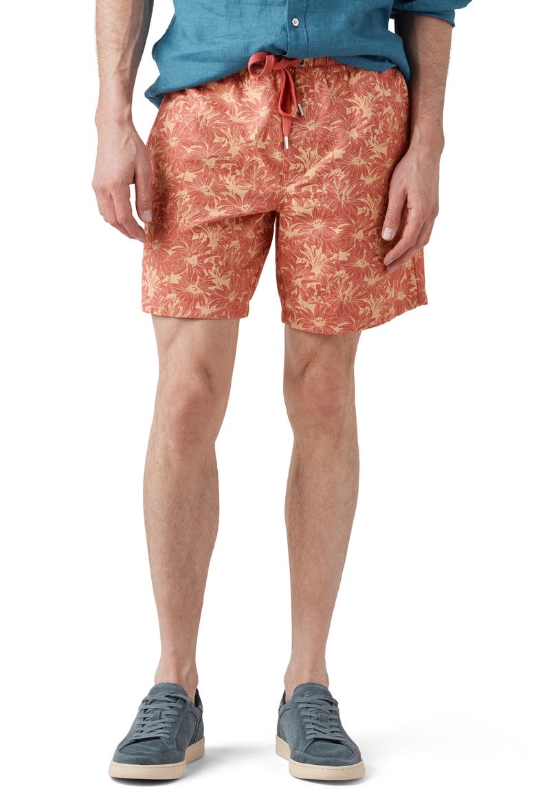 Main Beach Floral Stretch Cotton Drawstring Shorts, Main, color, SUNSET