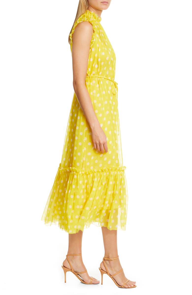 Zimmermann Brightside Polka Dot Silk Chiffon Midi Dress, Alternate, color,